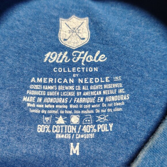 Hamms Beer T-Shirt Blue 19th Hole American Needle Bear Mascot Graphic Medium Y2K - Picture 5 of 9